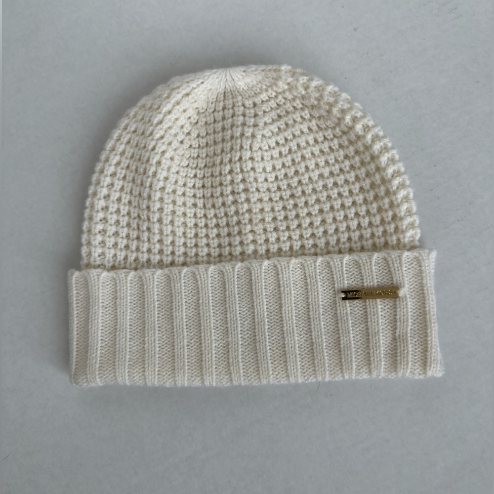 Michael Kors Cable Knit Beanie Hat Cream Off White Women One Size Winter NWOT